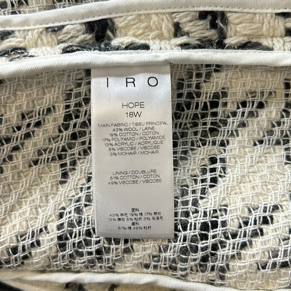 IRO Hope Houndstooth Blazer Wool Blend Lined Long Sleeve Jacket Black White US 8 - Picture 11 of 15